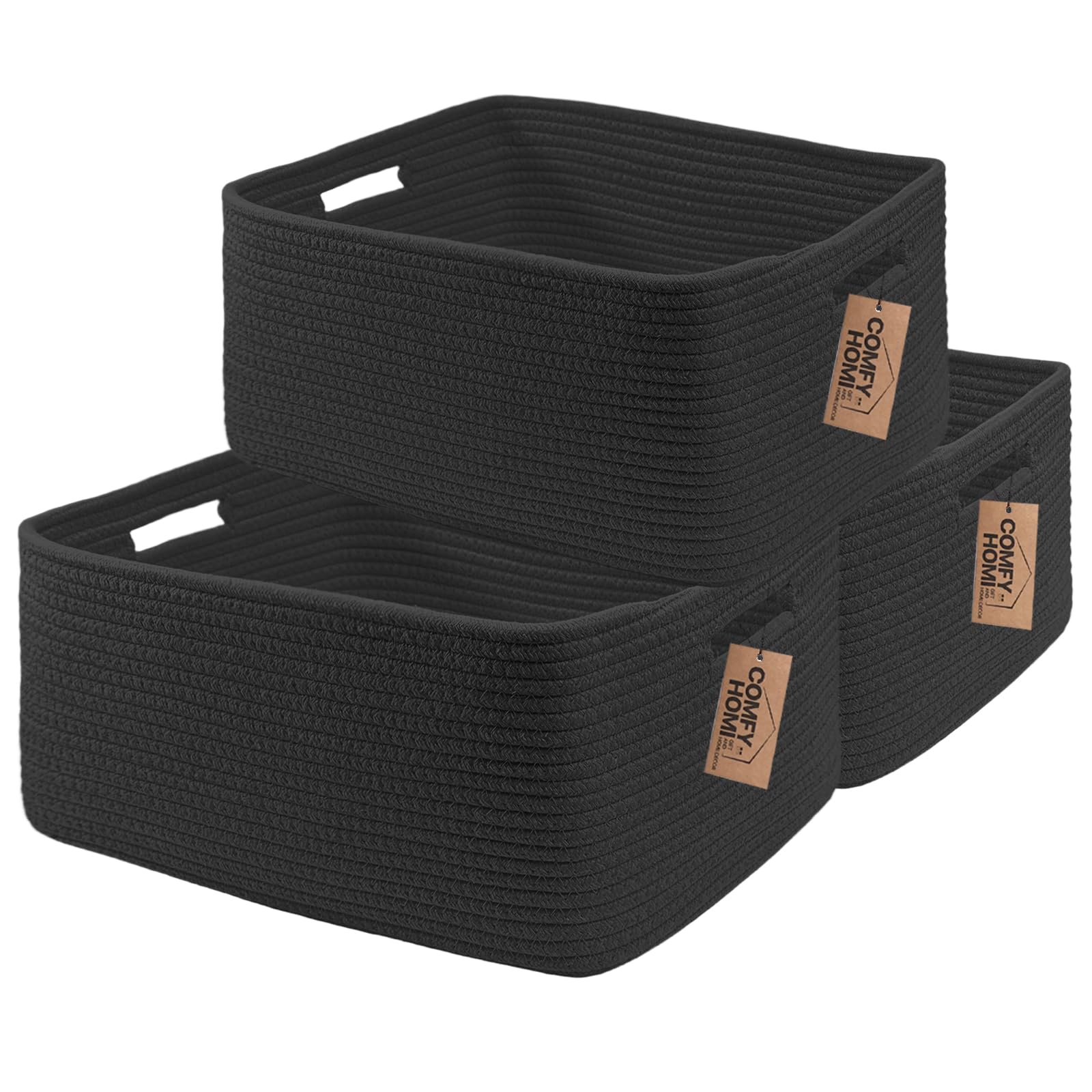 COMFY-HOMI large storage basket with woven rope texture for toy storage and blanket organization