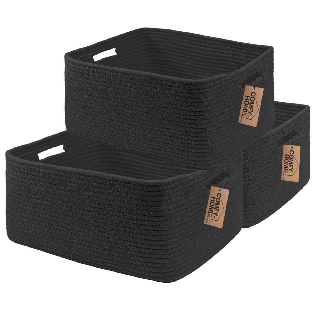 COMFY-HOMI large storage basket with woven rope texture for toy storage and blanket organization