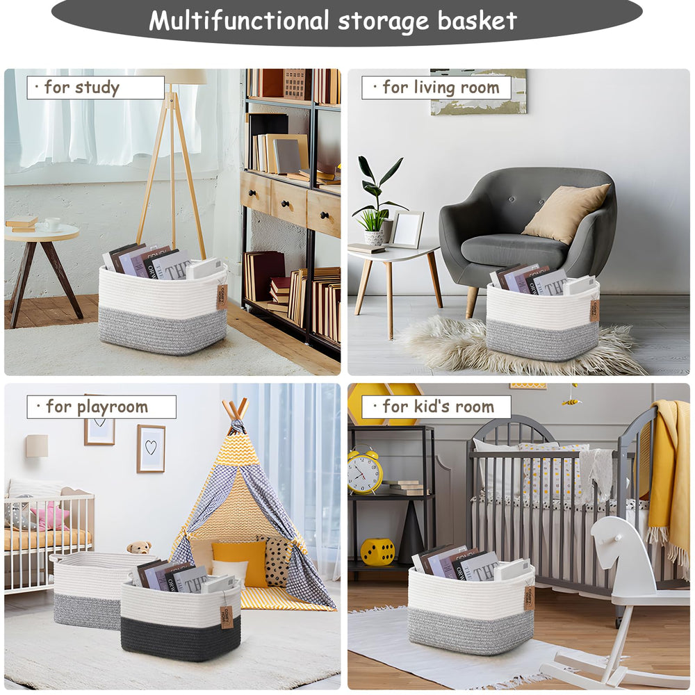 COMFY-HOMI living room basket in decor setting boosts tidy, stylish space.