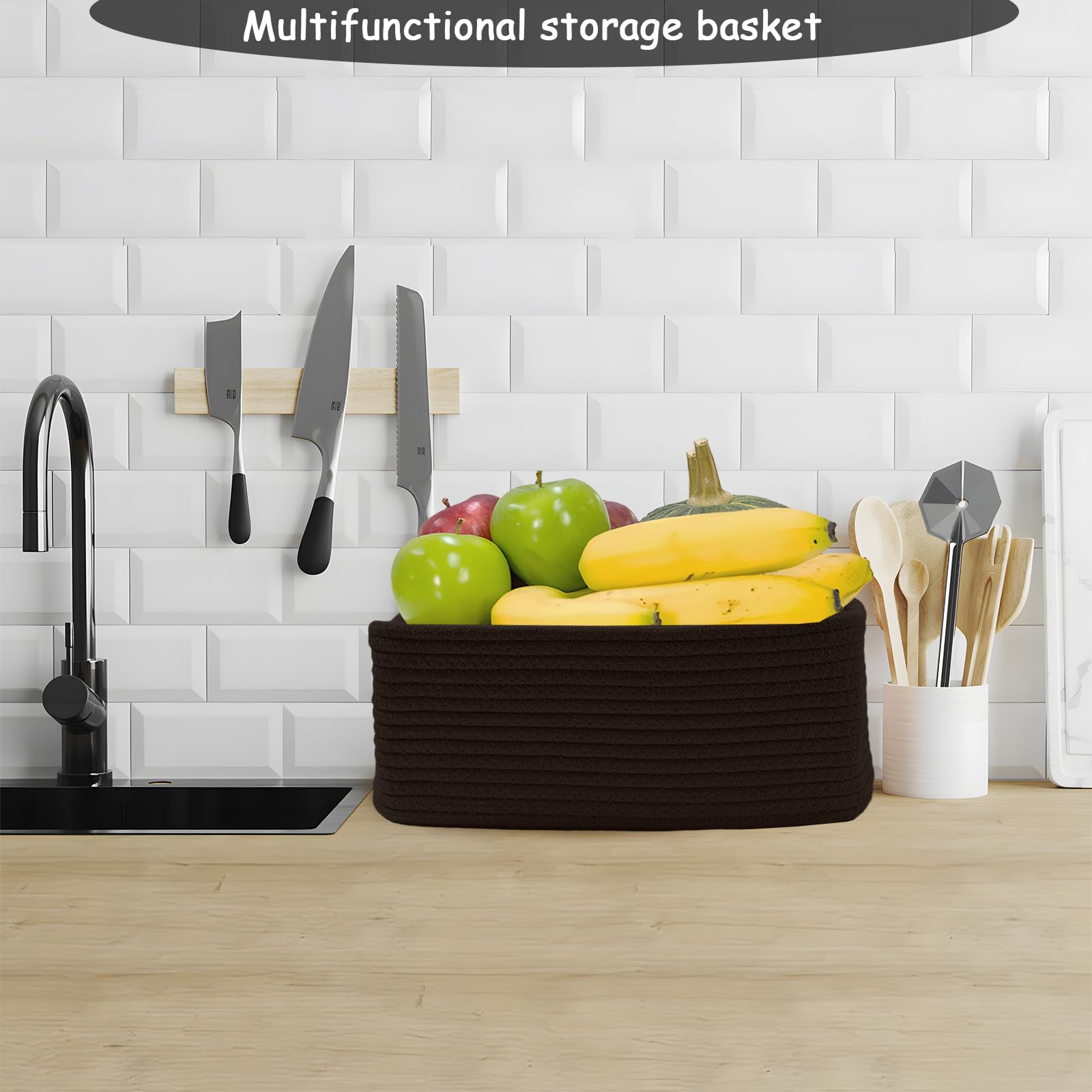 COMFY-HOMI nursery shelf decor with stylish all-black baskets