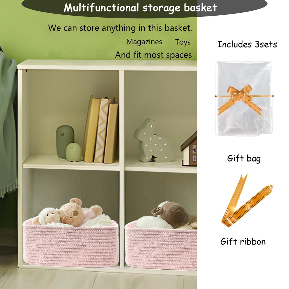 COMFY-HOMI pink storage basket hidden handles enabling easy lifting with a clean look
