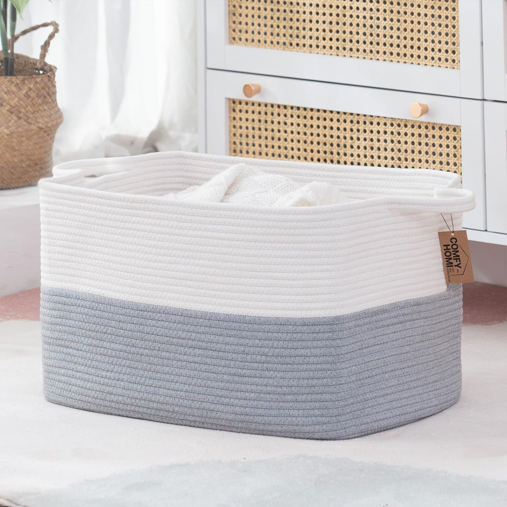COMFY-HOMI rectangle laundry basket with handles for easy transport.