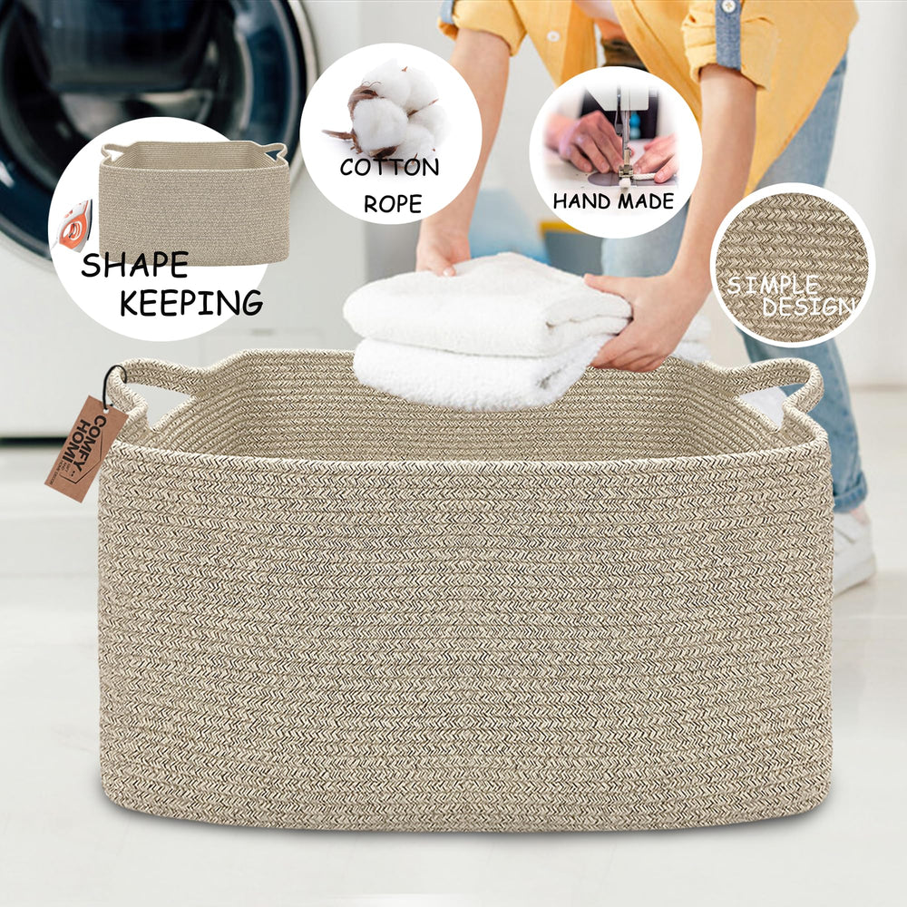 COMFY-HOMI rectangular basket with handles for easy carrying and transport