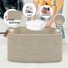 COMFY-HOMI rectangular basket with handles for easy carrying and transport