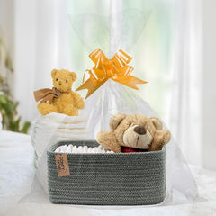 COMFY-HOMI reinforced-stitching cotton rope basket green showing durable shape