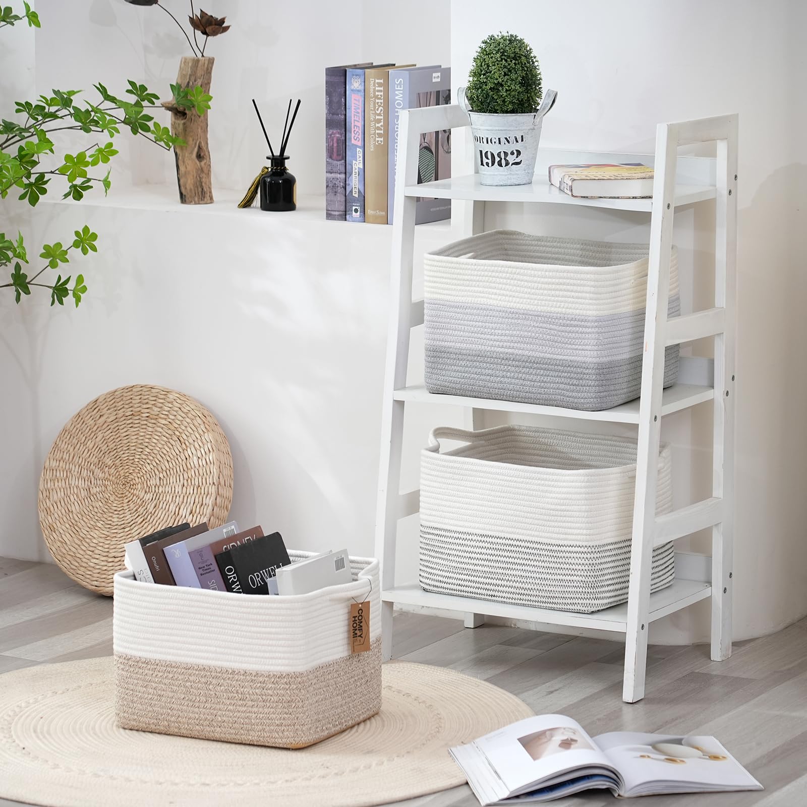 COMFY-HOMI baby essentials basket keeps nursery tidy and calm.