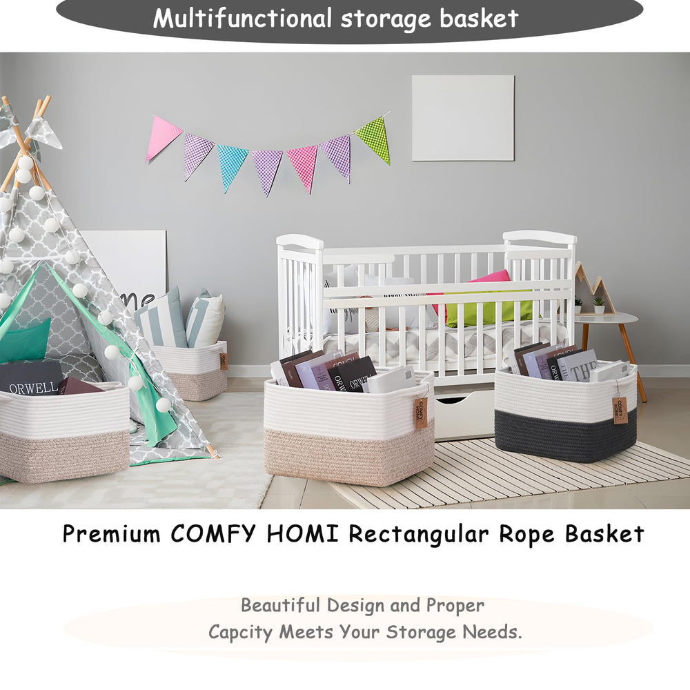 COMFY-HOMI book storage basket in living room neatly houses magazines.
