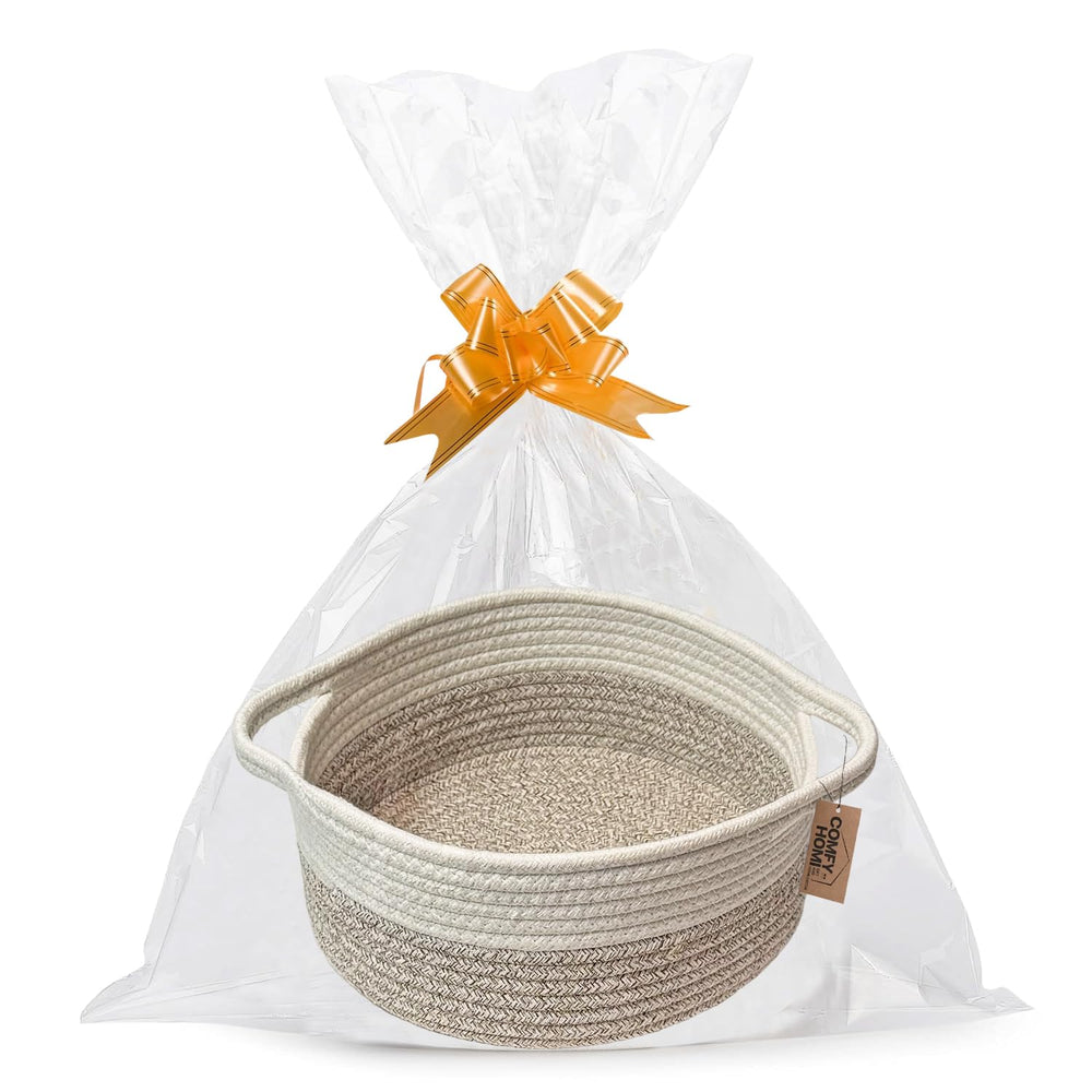 COMFY-HOMI small woven basket front view for compact desk storage