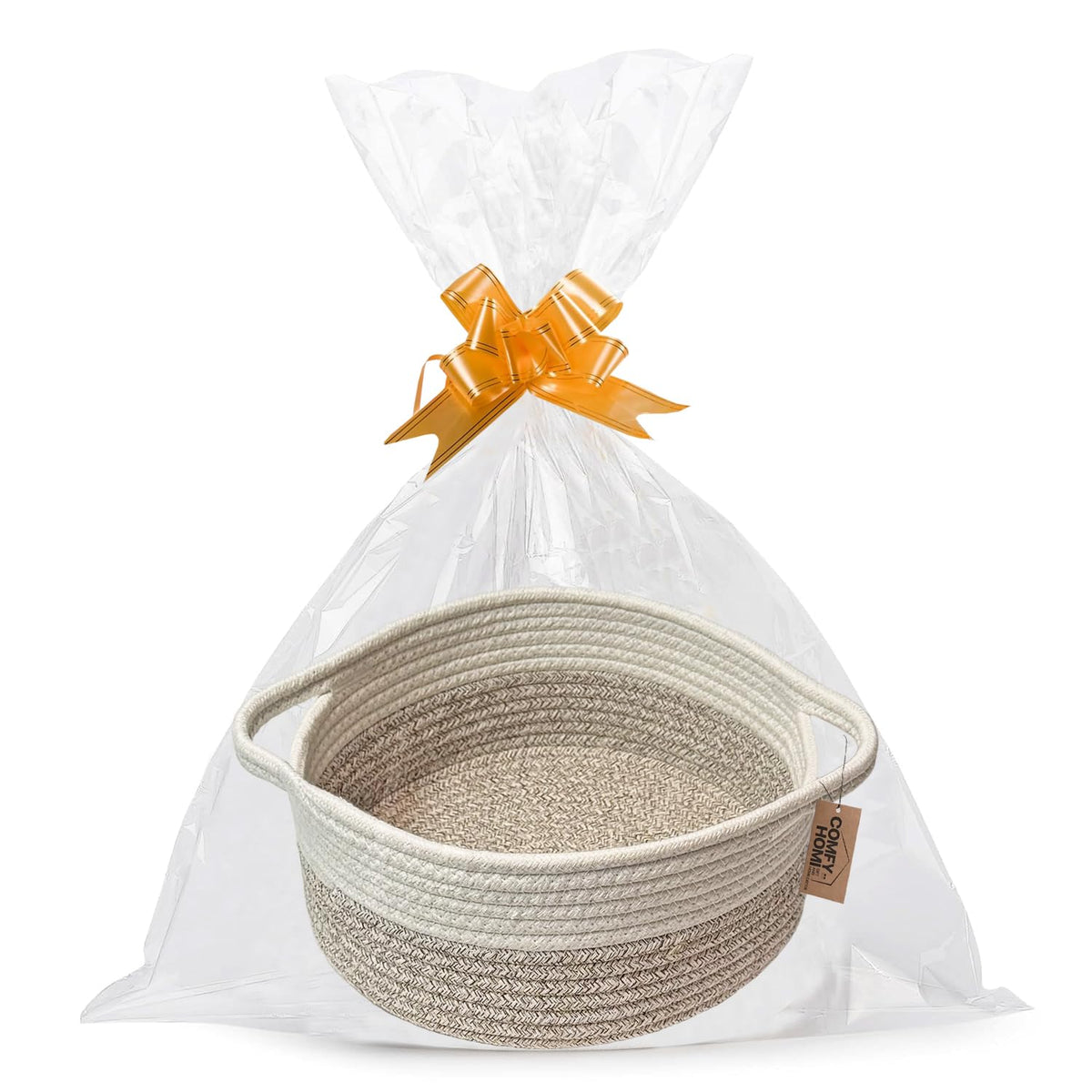 COMFY-HOMI small woven basket front view for compact desk storage