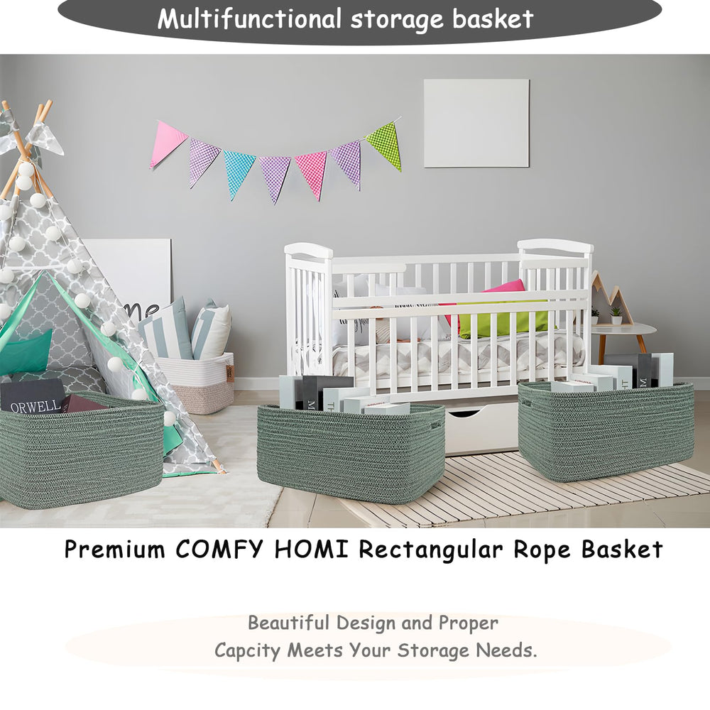 COMFY-HOMI soft sturdy material basket green cushions and protects furniture
