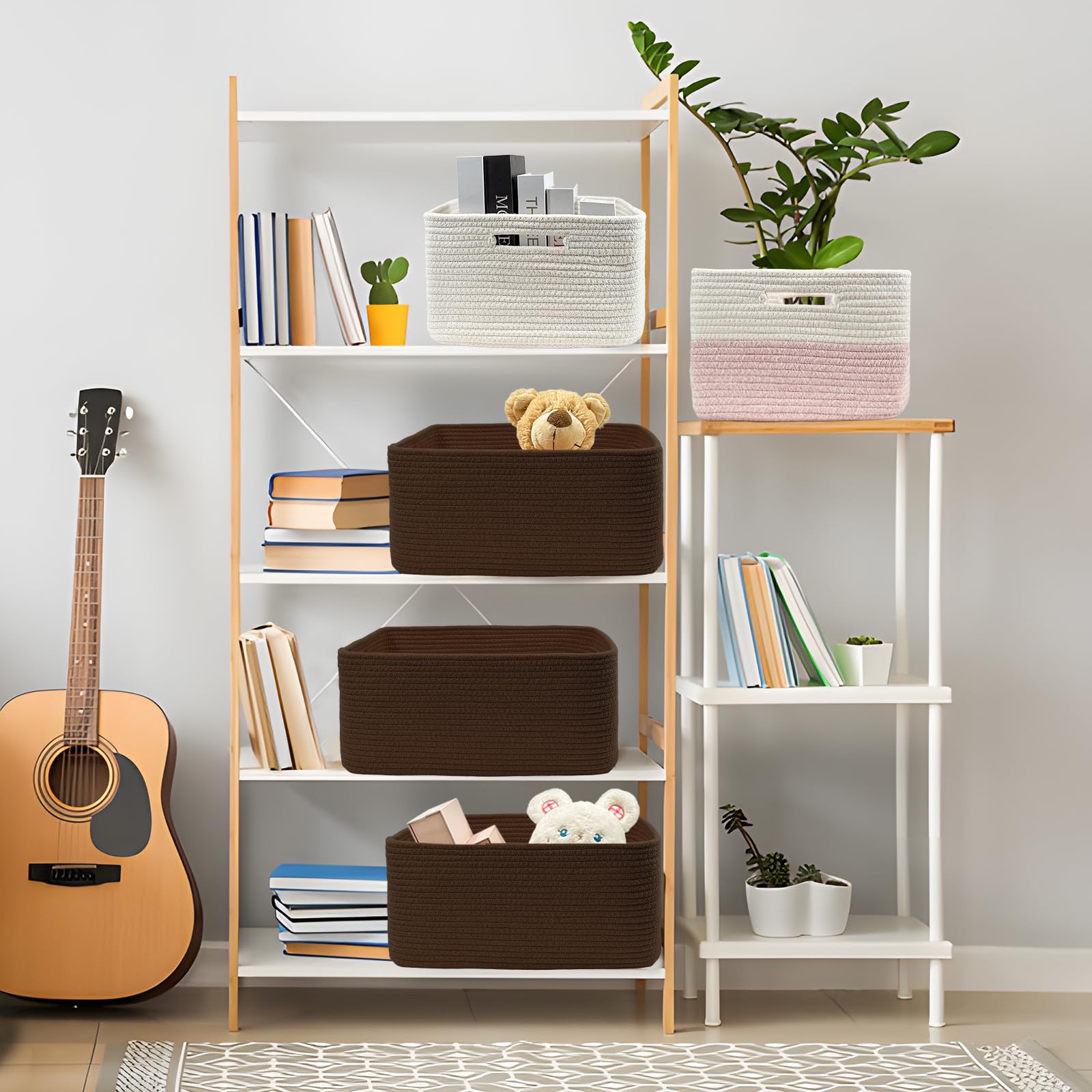 COMFY-HOMI square textured basket close-up highlighting decorative storage