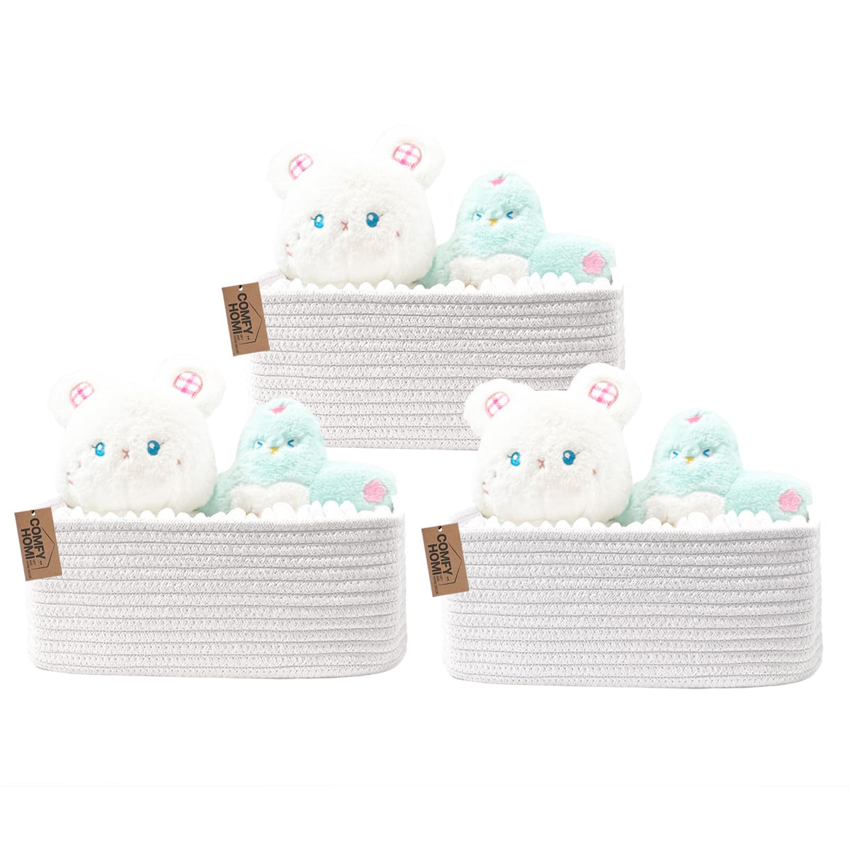 COMFY-HOMI storage baskets rectangular design ideal for neater shelves and toy organization.