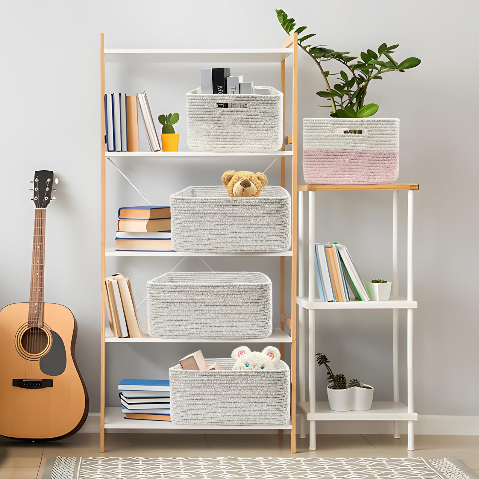 COMFY-HOMI textured-decor-basket adds chic storage for living spaces.