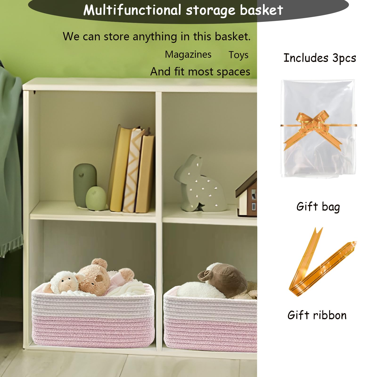 COMFY-HOMI toy storage basket holds plush toys neatly