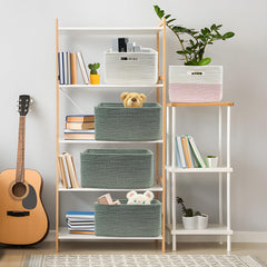 COMFY-HOMI two-pack baskets green; versatile decorative storage that keeps shelves organized.