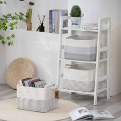 COMFY-HOMI woven basket with reinforced handles for easy toy organization.