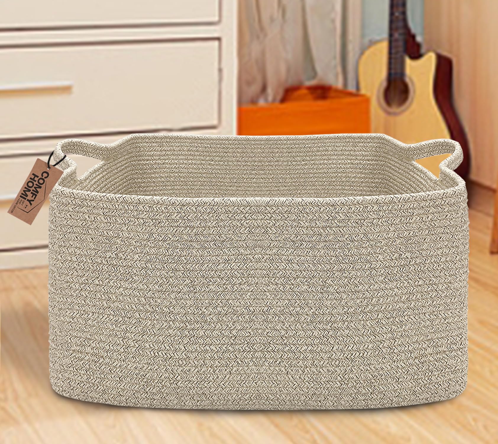 COMFY-HOMI woven cotton rope closeup showing durable texture for everyday organization