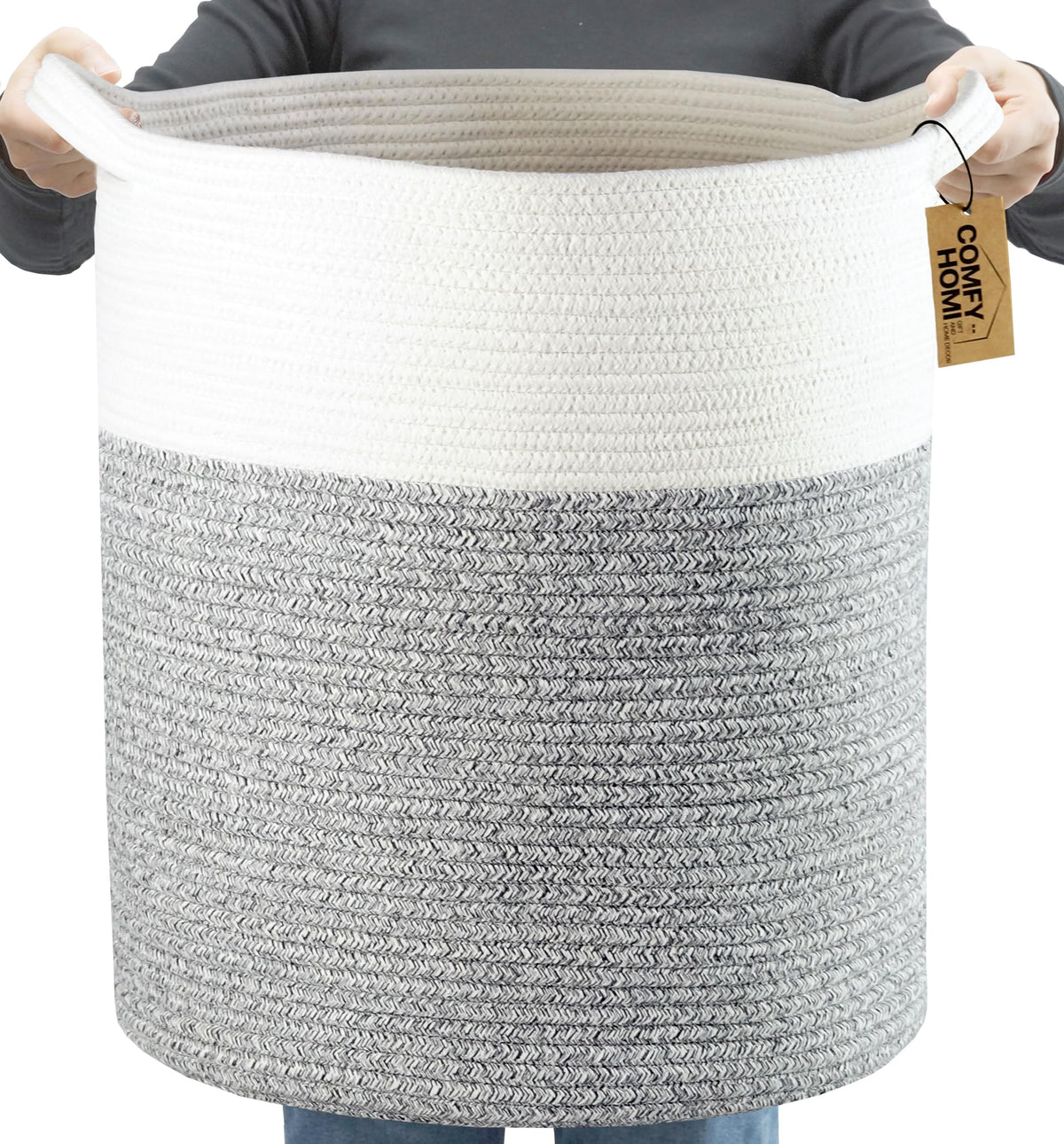 COMFY-HOMI XXL laundry basket front view showcases spacious capacity for blankets
