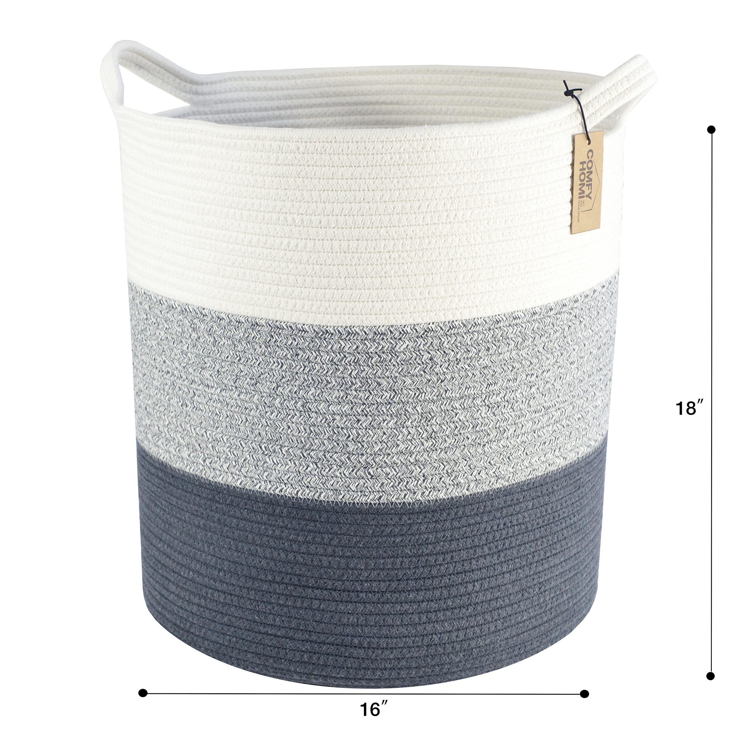 COMFY-HOMI woven storage basket blends with living room decor.