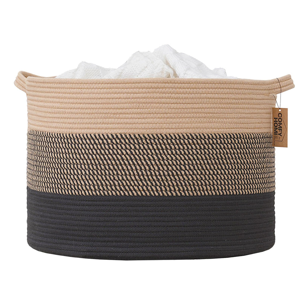 COMFY-HOMI XXXL laundry basket cotton rope storage for durable organization.