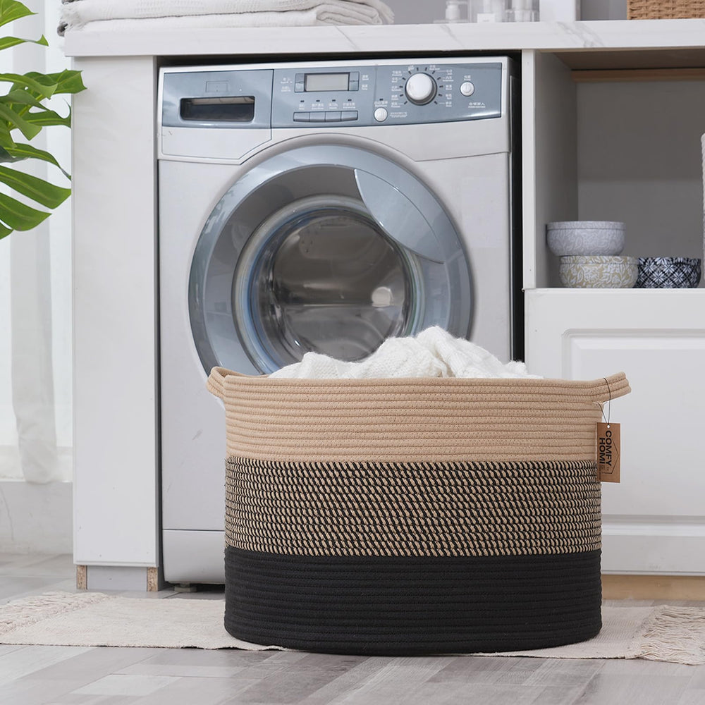 COMFY-HOMI XXXL nursery storage basket adds soft natural decor.