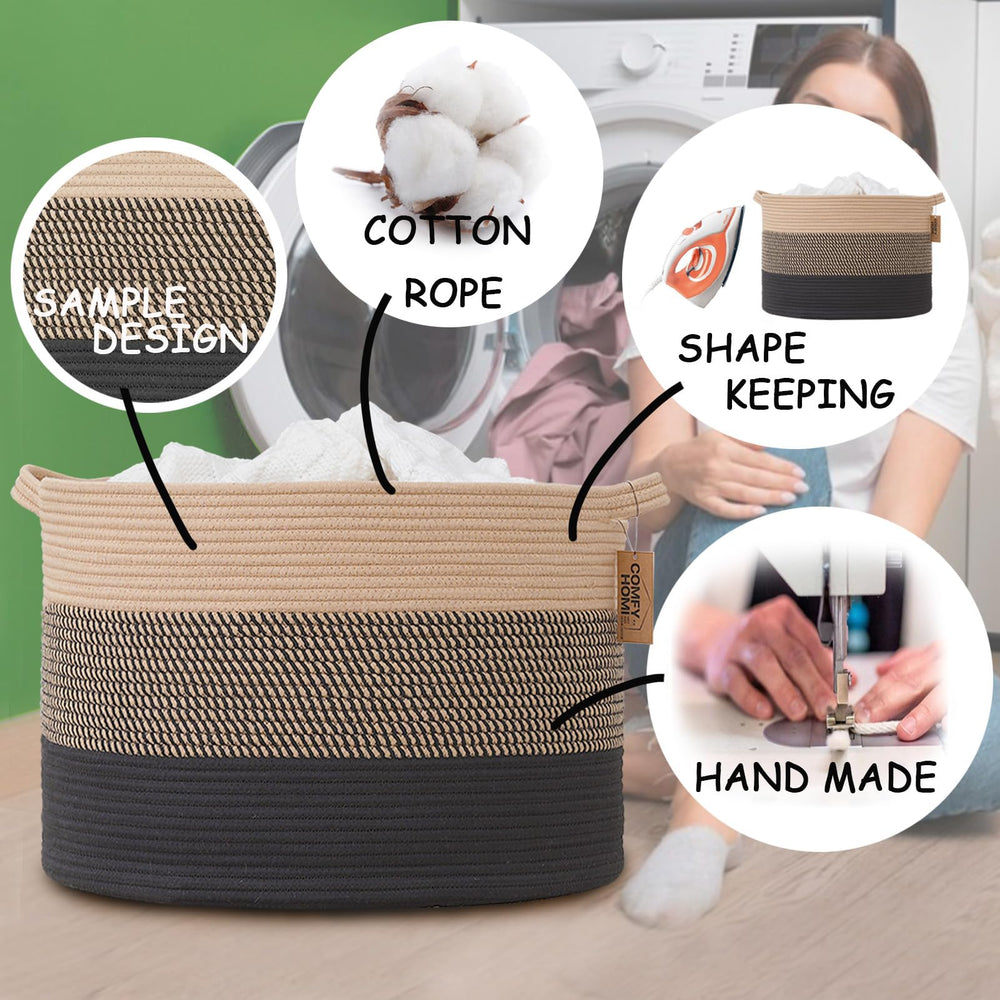 COMFY-HOMI XXXL cotton rope basket is gentle on floors and furniture.