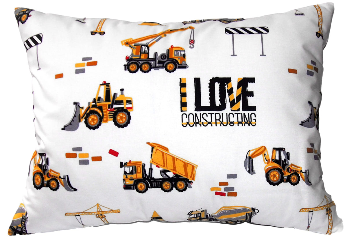 Comfy Turtles Little Builder pillowcase in soft cotton for cozy travel naps and breathable comfort.