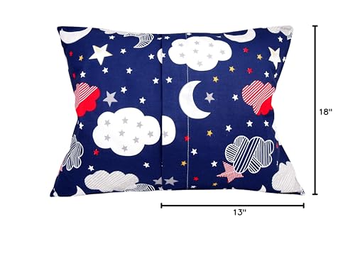 Comfy Turtles navy-blue pillowcase with star pattern emphasizes durability and easy care