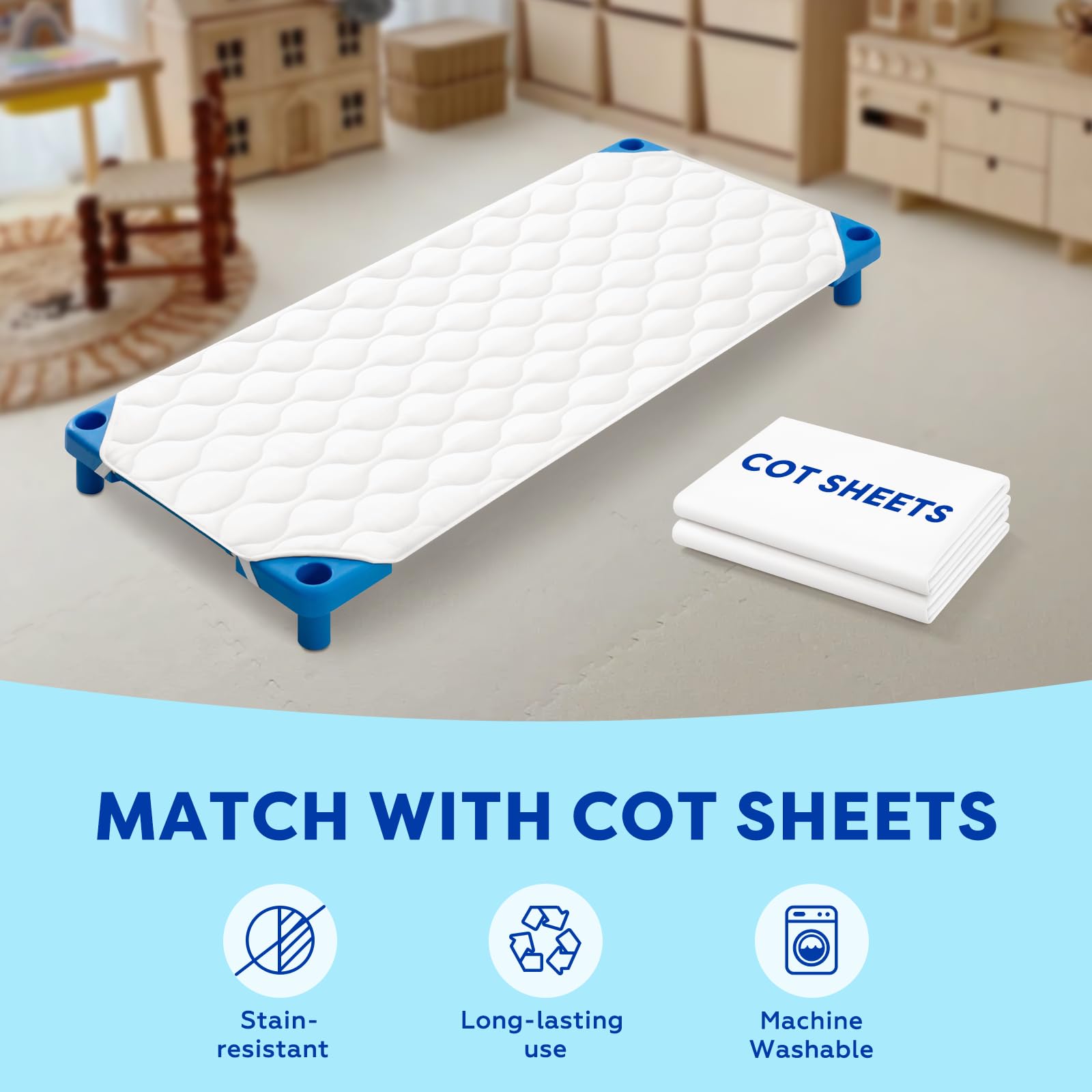 Comfyanno nap mat rolled beside backpack shows portable, travel-friendly design.
