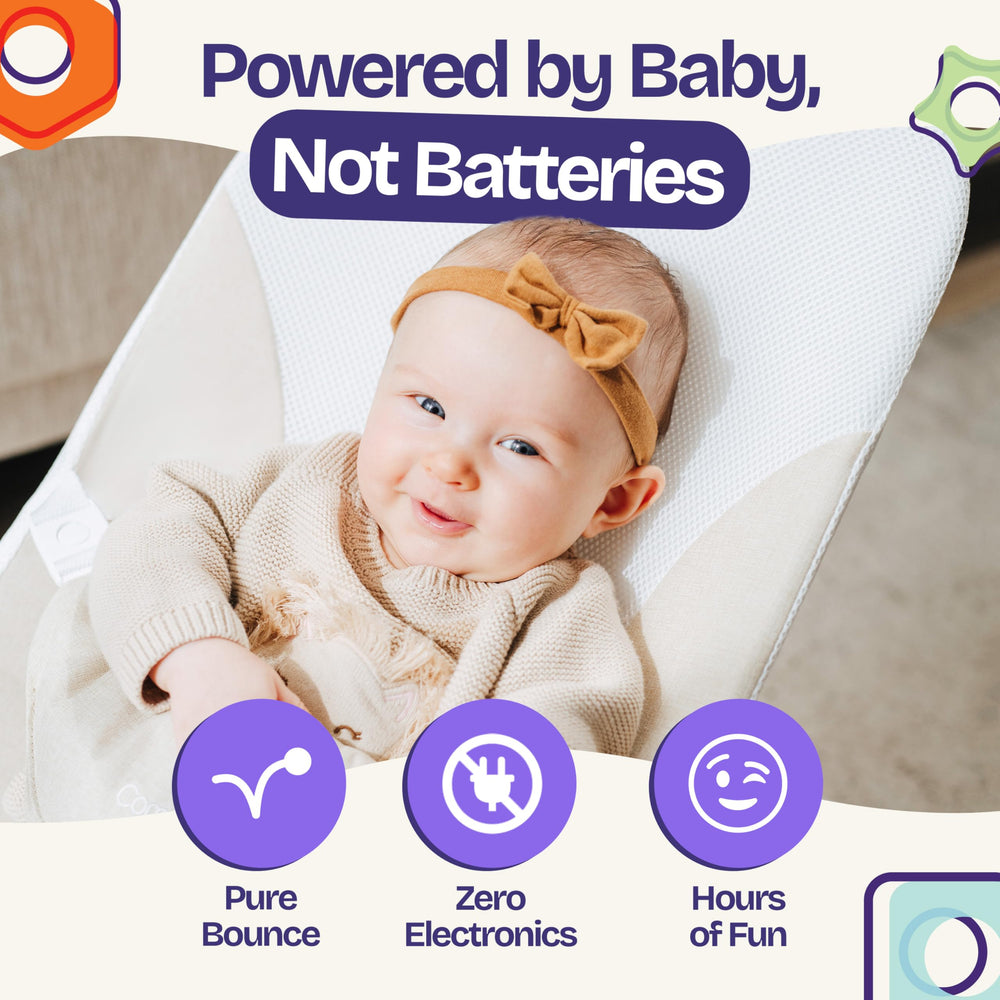 ComfyBumpy bouncer harness closeup displaying secure 3-point harness and support