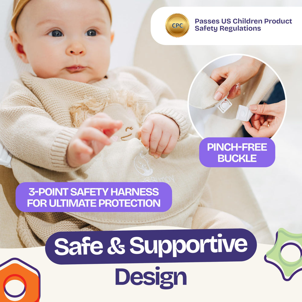 Folded ComfyBumpy baby bouncer with travel carry case for storage and trips