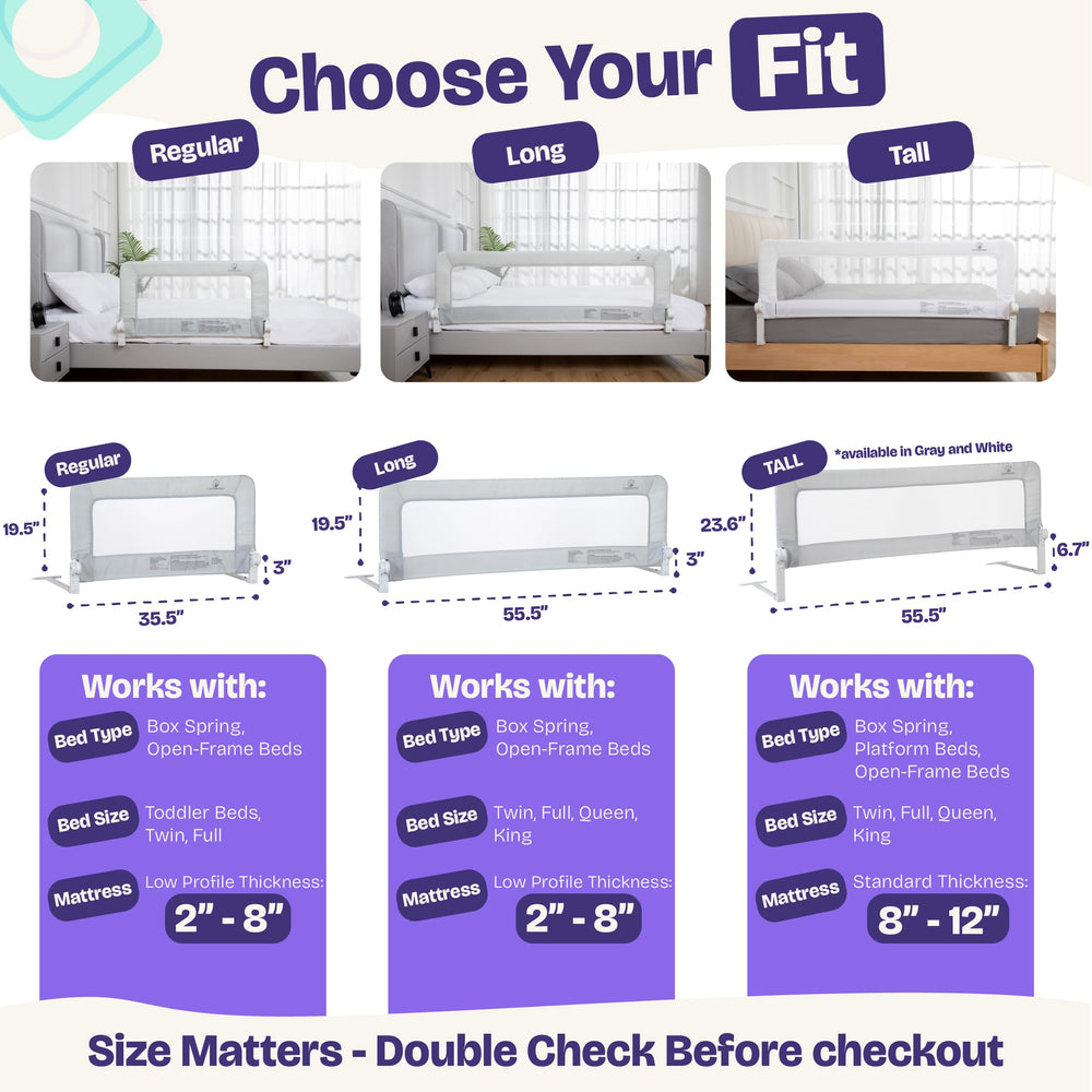 ComfyBumpy bed rail 55.5 inch length provides full side coverage for kids.
