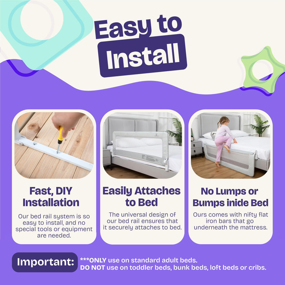 ComfyBumpy bed rail blue velcro-attachment makes setup quick and adjustable.