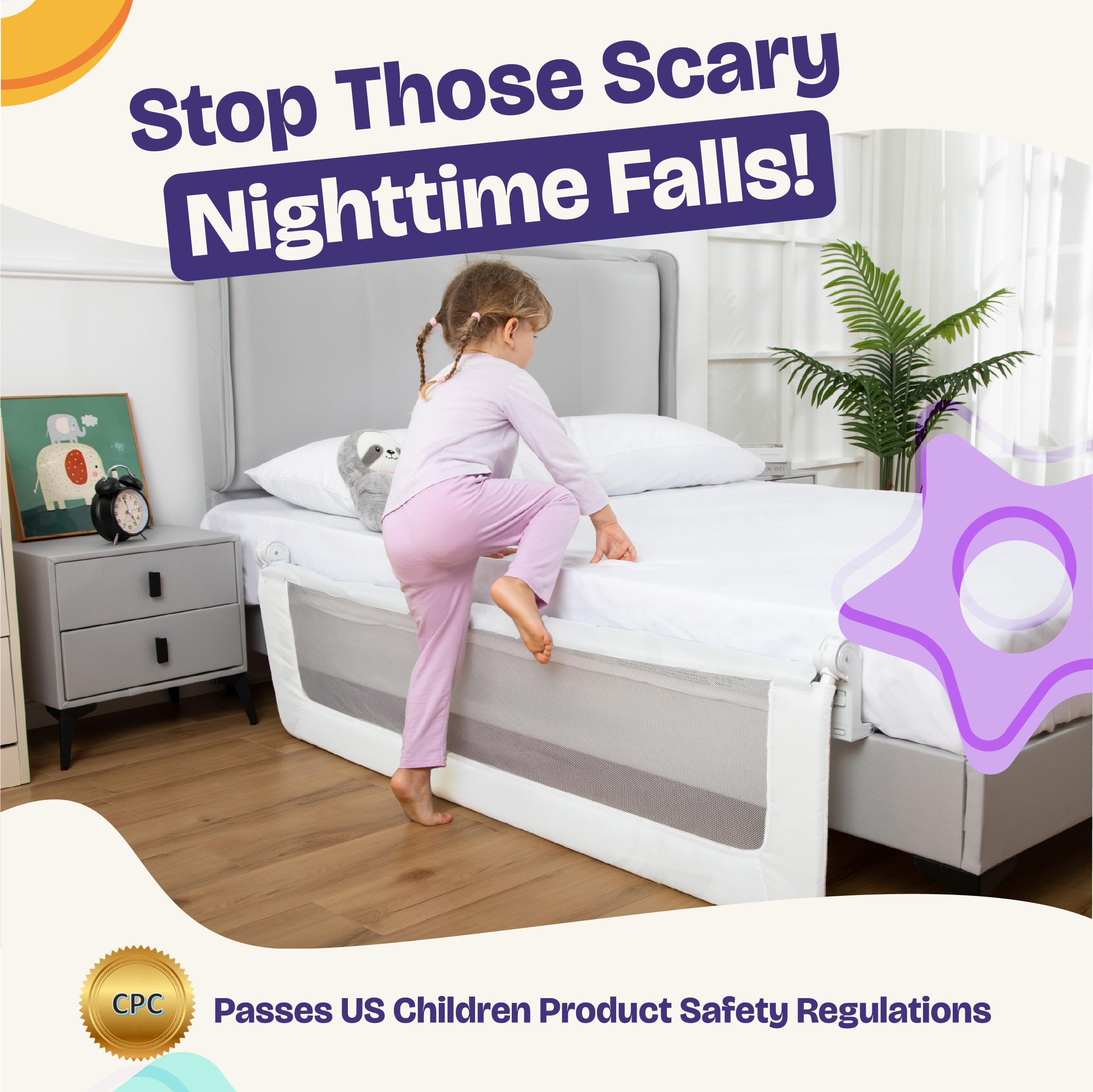 ComfyBumpy bed rail easy-access side-entry helps kids climb in.