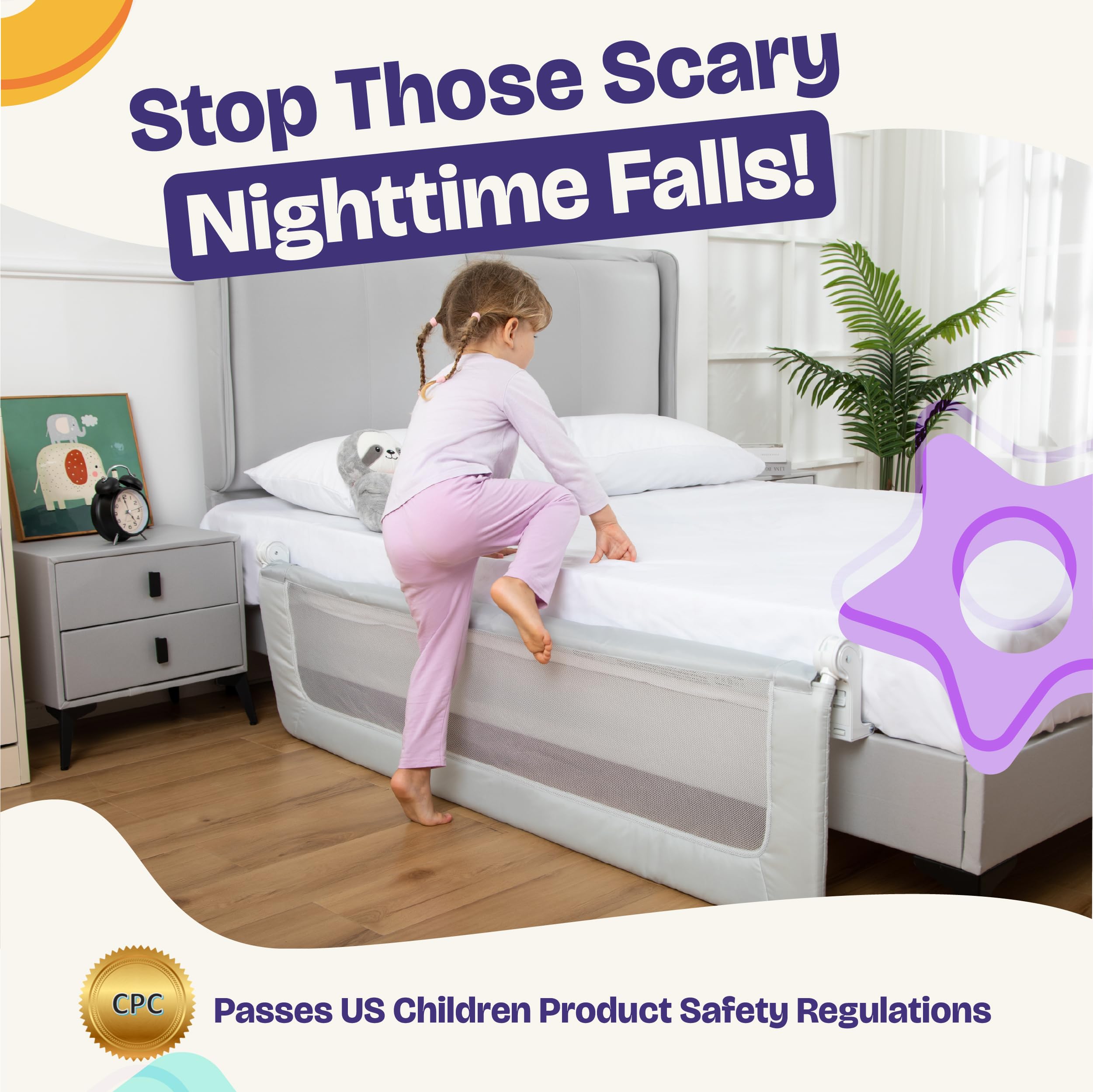 ComfyBumpy bed rail fits twin to king mattresses for growing kids.