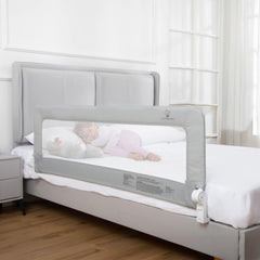 ComfyBumpy bed rail beside a toddler bed, promoting safer sleep.