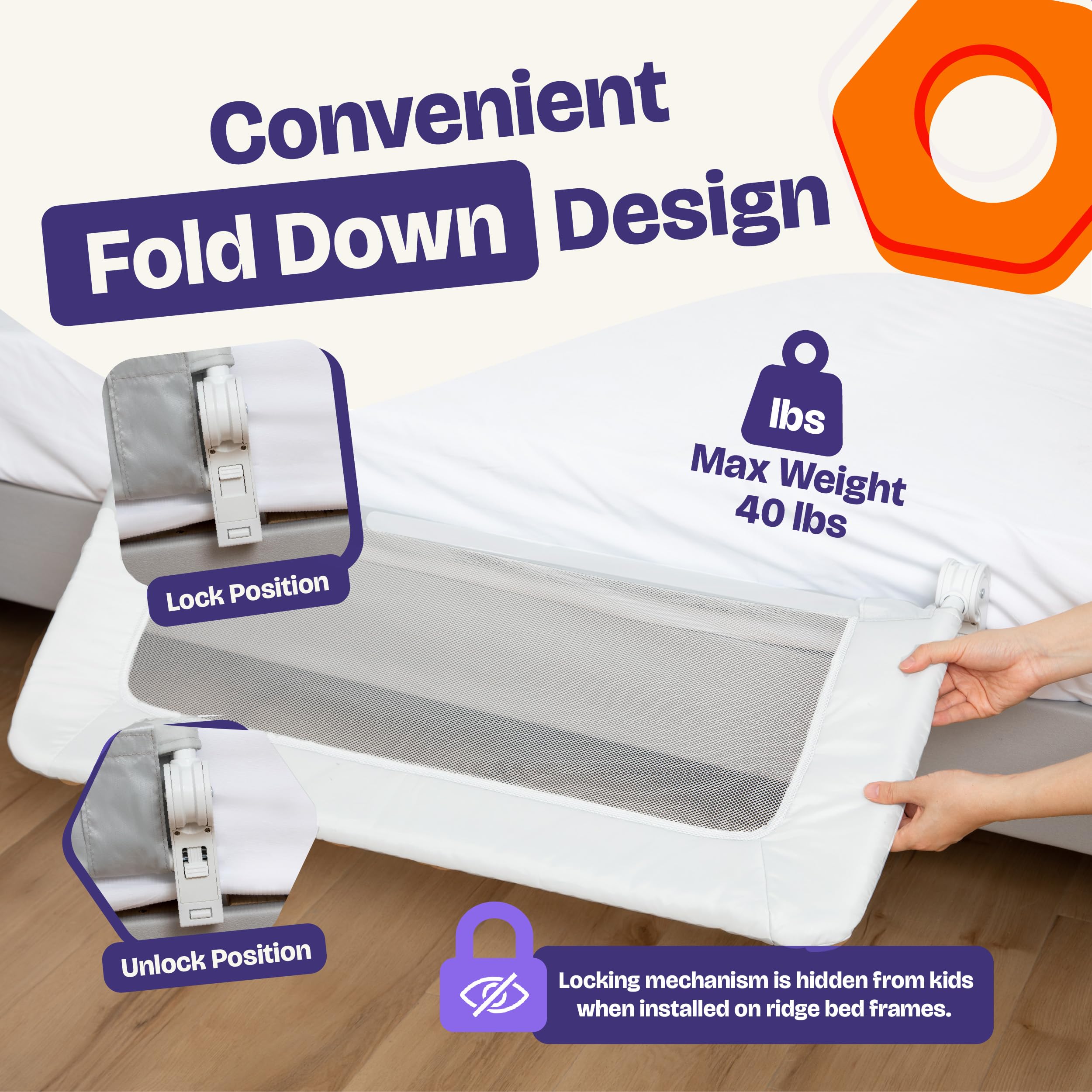 ComfyBumpy bed rail triple-way attachment ensures versatile installation.