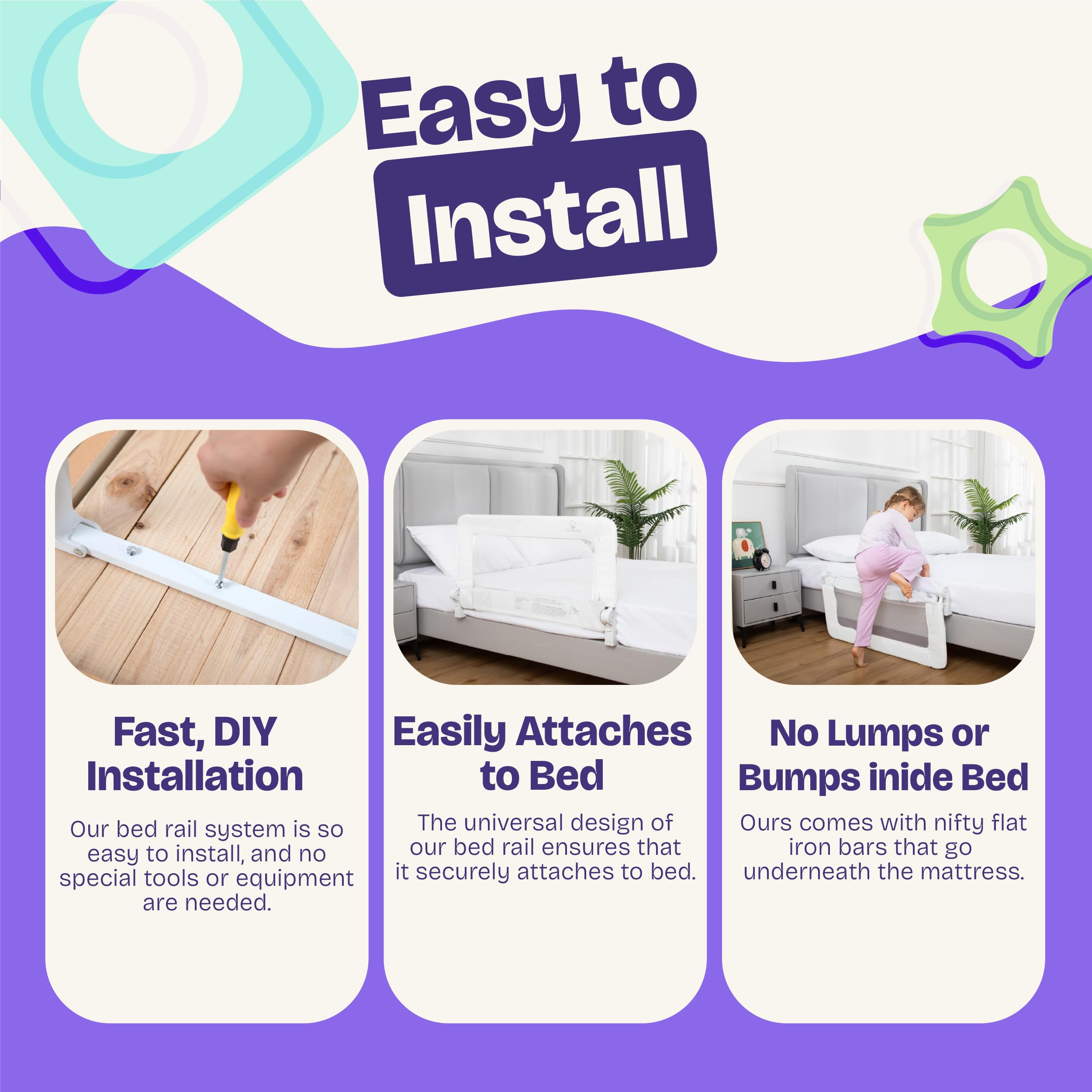 ComfyBumpy white finish blends with kids' bedroom decor.