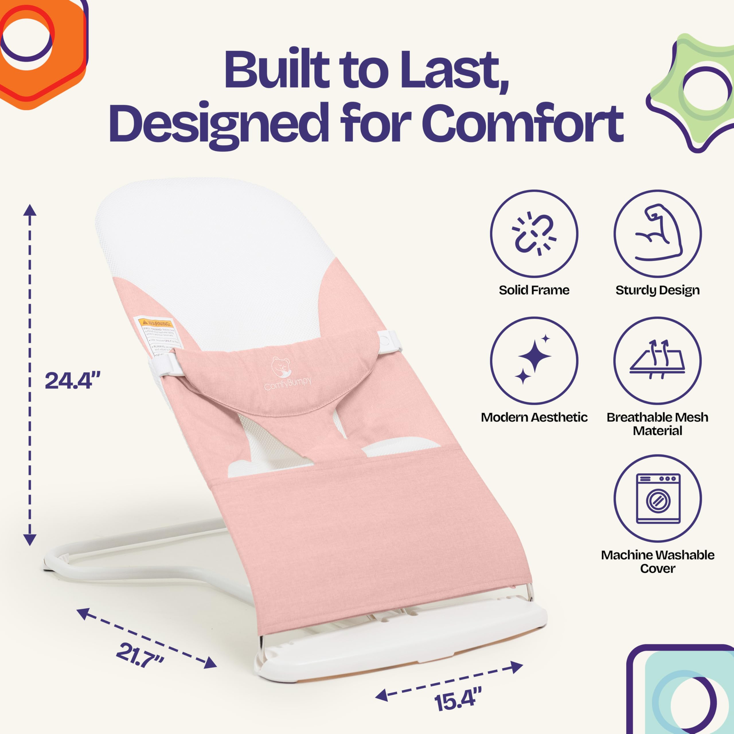 ComfyBumpy Breathable Seat Cover emphasizes airflow and skin-friendly fabric.