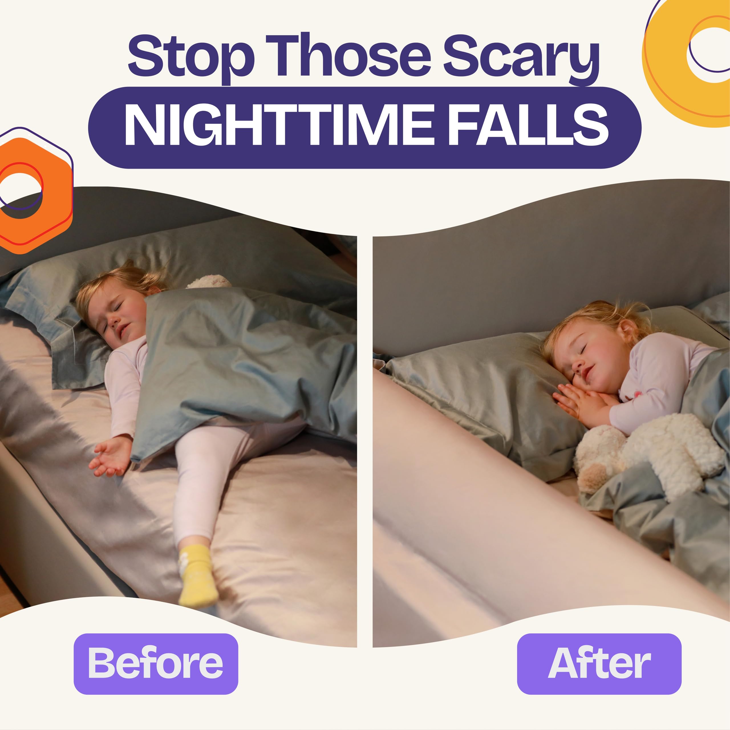 ComfyBumpy convex design rail offers extra stability during night.