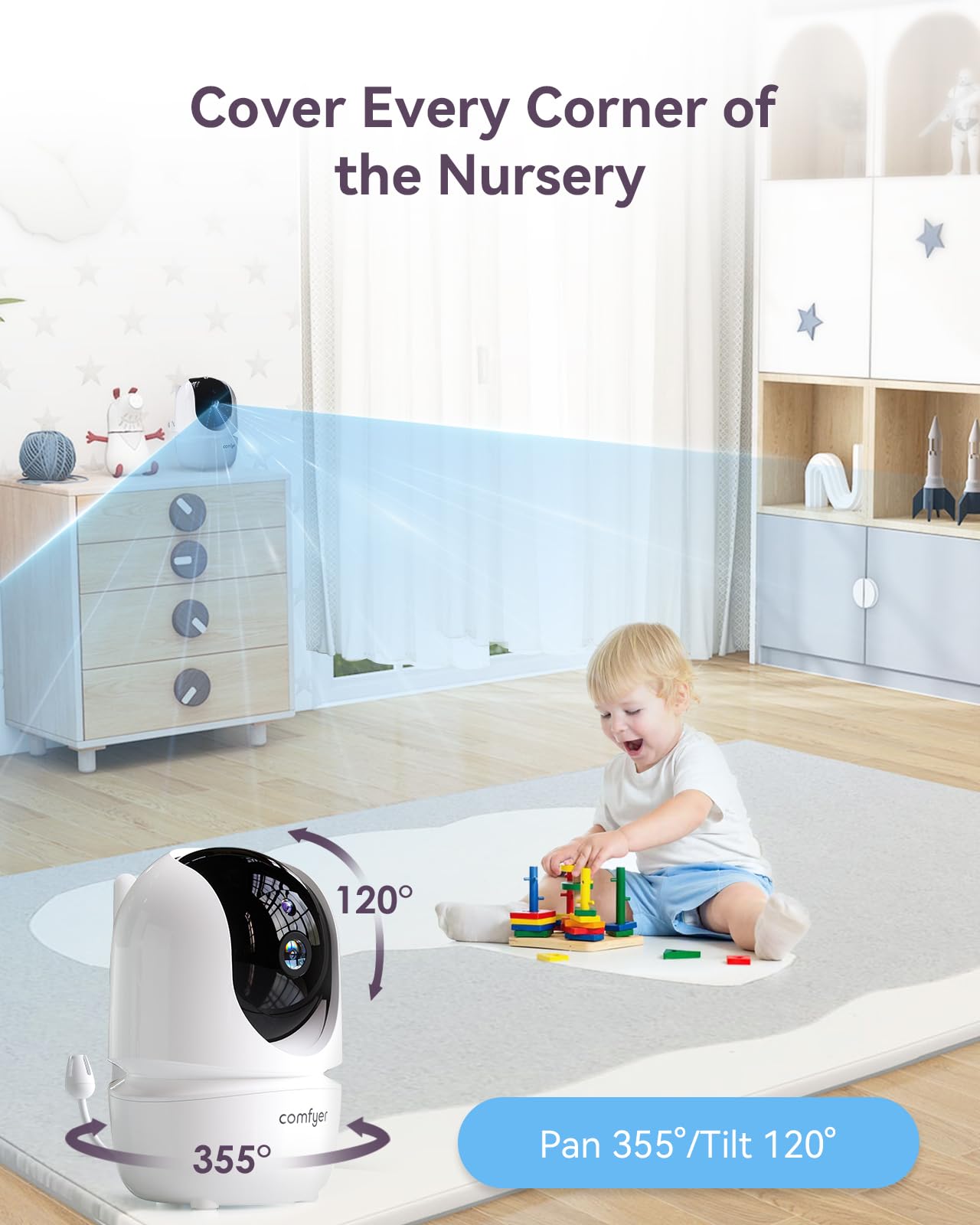 Comfyer baby monitor with 2-way audio lets you soothe from any room.