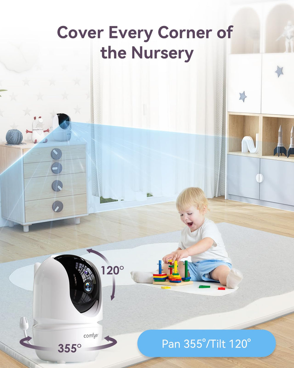 Comfyer baby monitor with 2-way audio lets you soothe from any room.