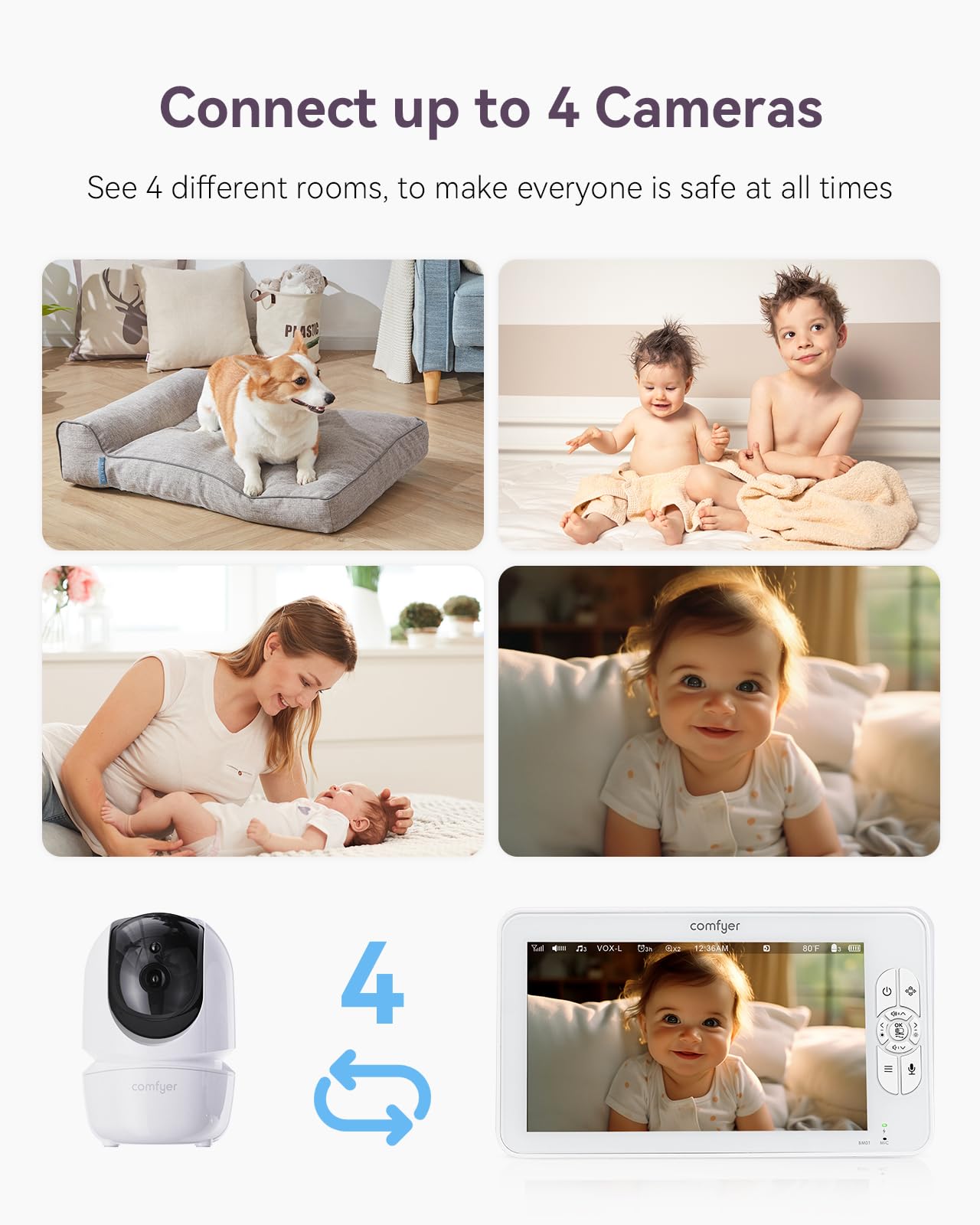 Comfyer baby monitor infrared night vision delivers clear footage in low light.