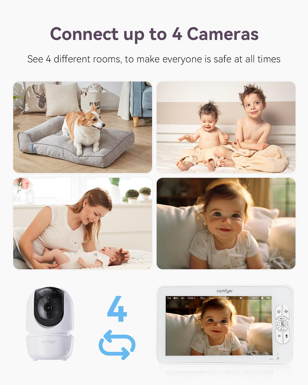 Comfyer baby monitor infrared night vision delivers clear footage in low light.