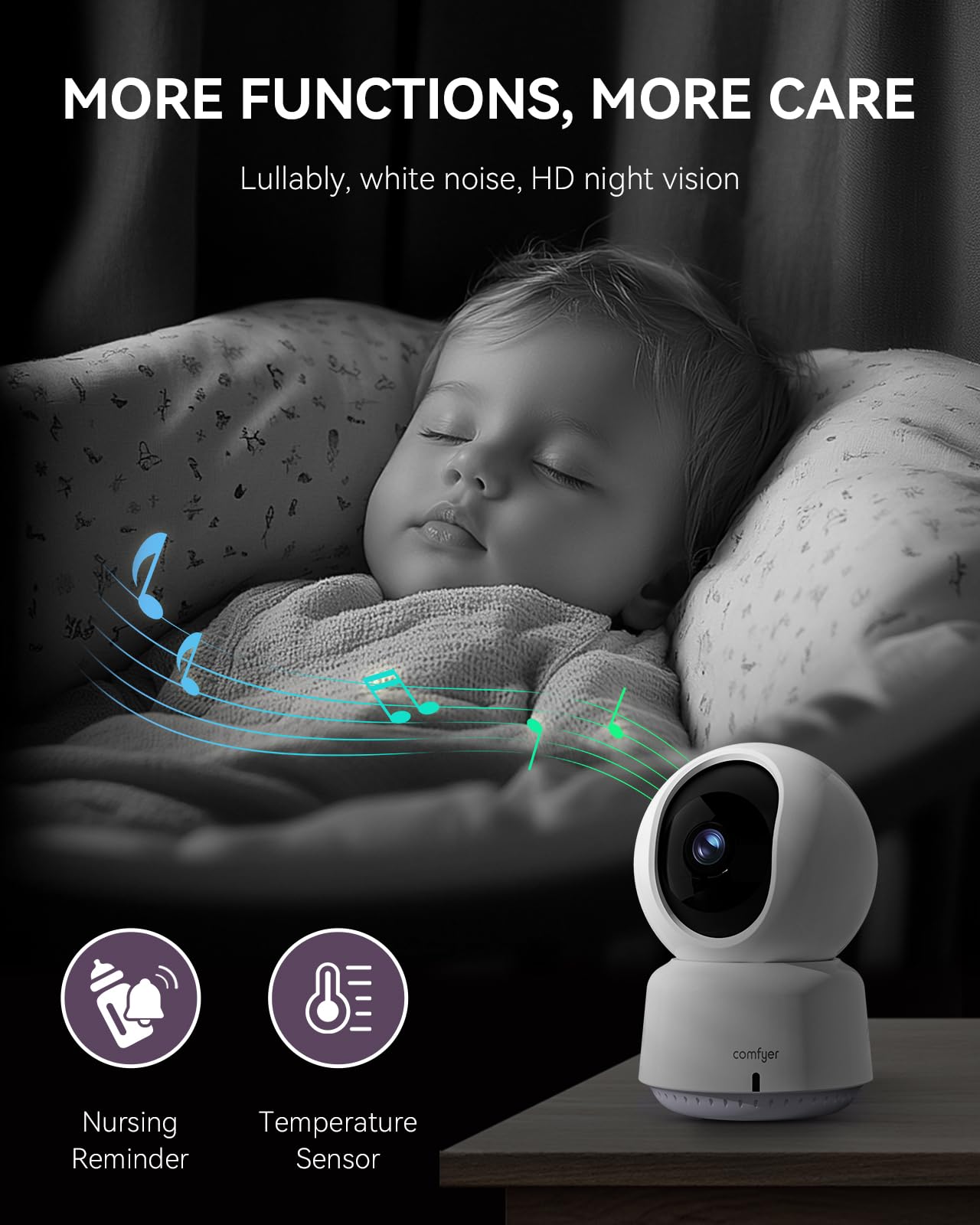 Comfyer Hybrid Video Monitor 2K camera capturing fine details in the nursery