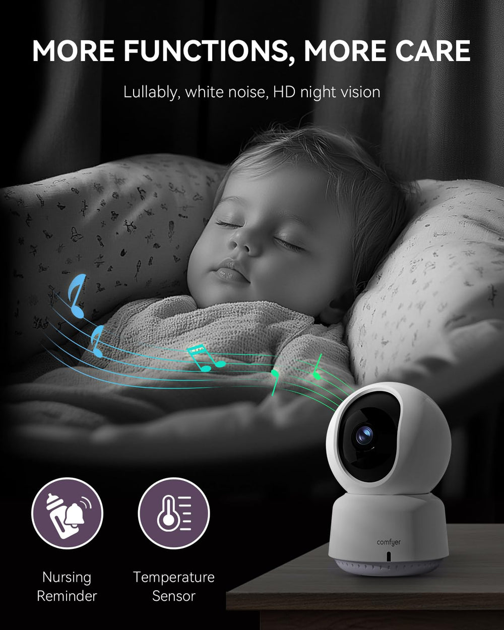 Comfyer Hybrid Video Monitor 2K camera capturing fine details in the nursery