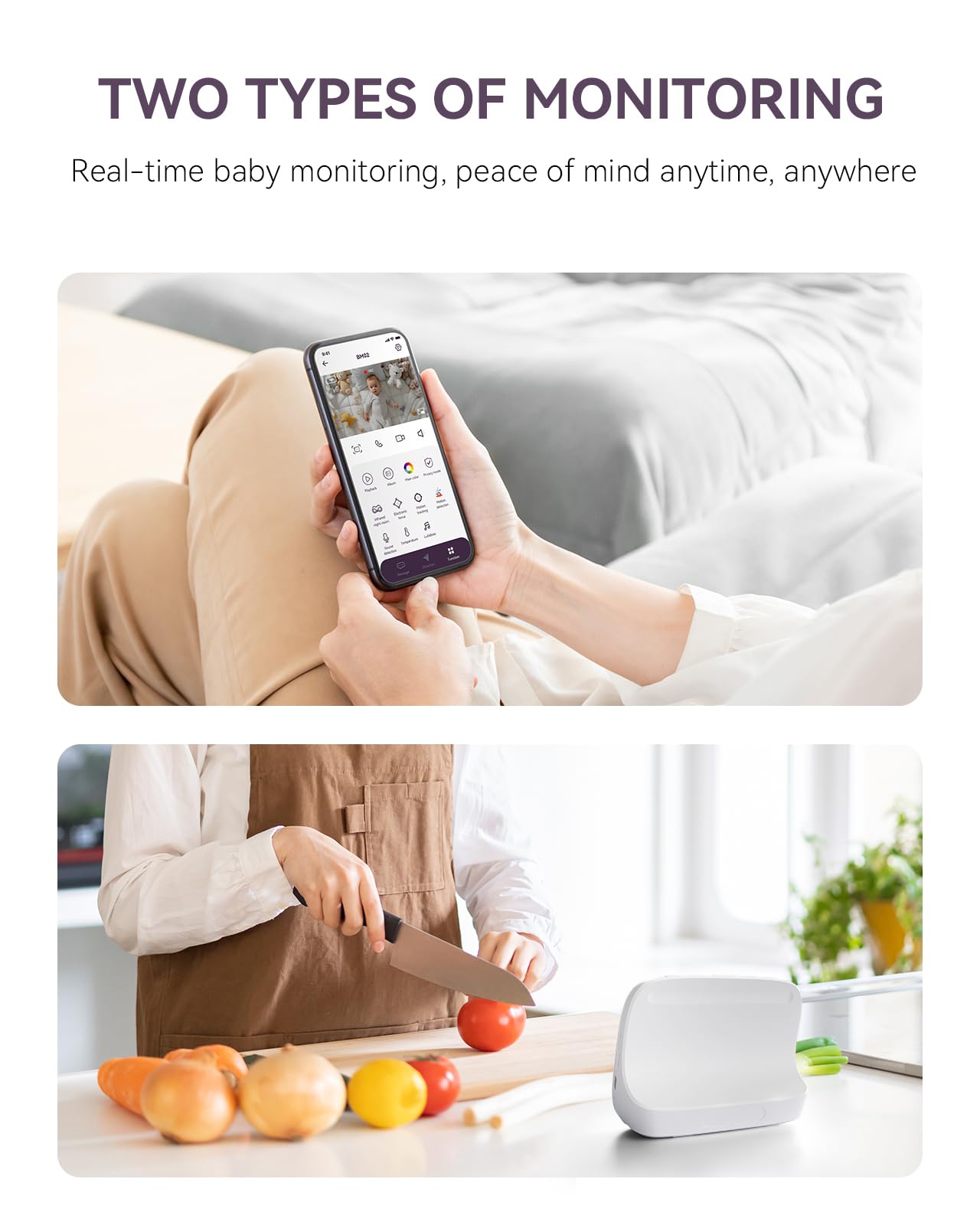 Comfyer Hybrid Video Monitor panorama view illustrating wide nursery coverage