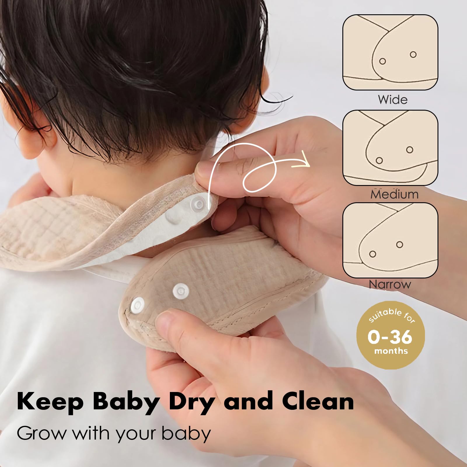 COMFYROLL bib curved neckline design reduces chin bunching and skin irritation.