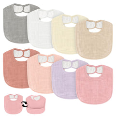 COMFYROLL drool bib close-up shows ultra-absorbent muslin top for quick dryness.