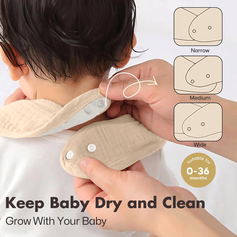 COMFYROLL drool bib in unisex neutral colors pairs with outfits.